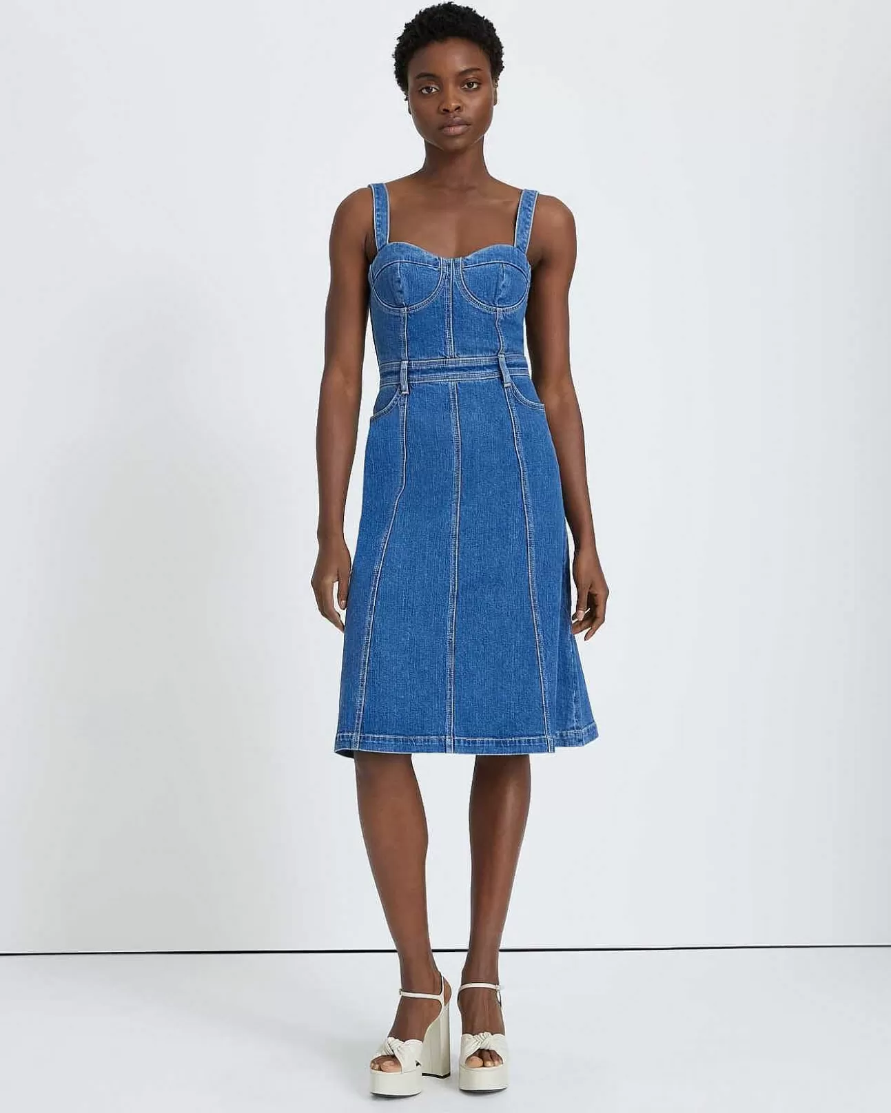 7 For All Mankind Beauty Denim Bustier-Kleid In Diana Outlet