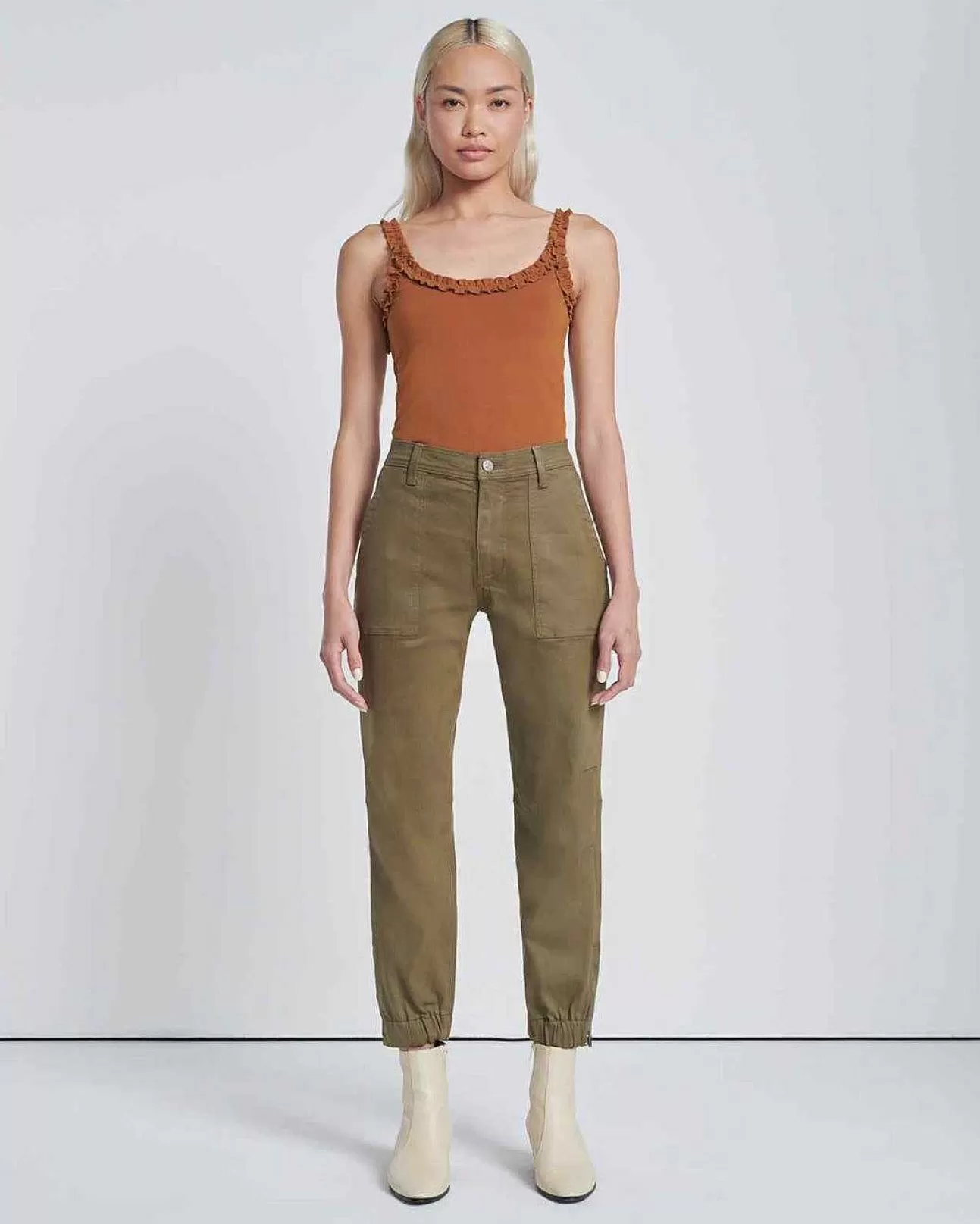 7 For All Mankind Boyfriend-Jogginghose Mit Abnahern Beschichtete Olive Outlet