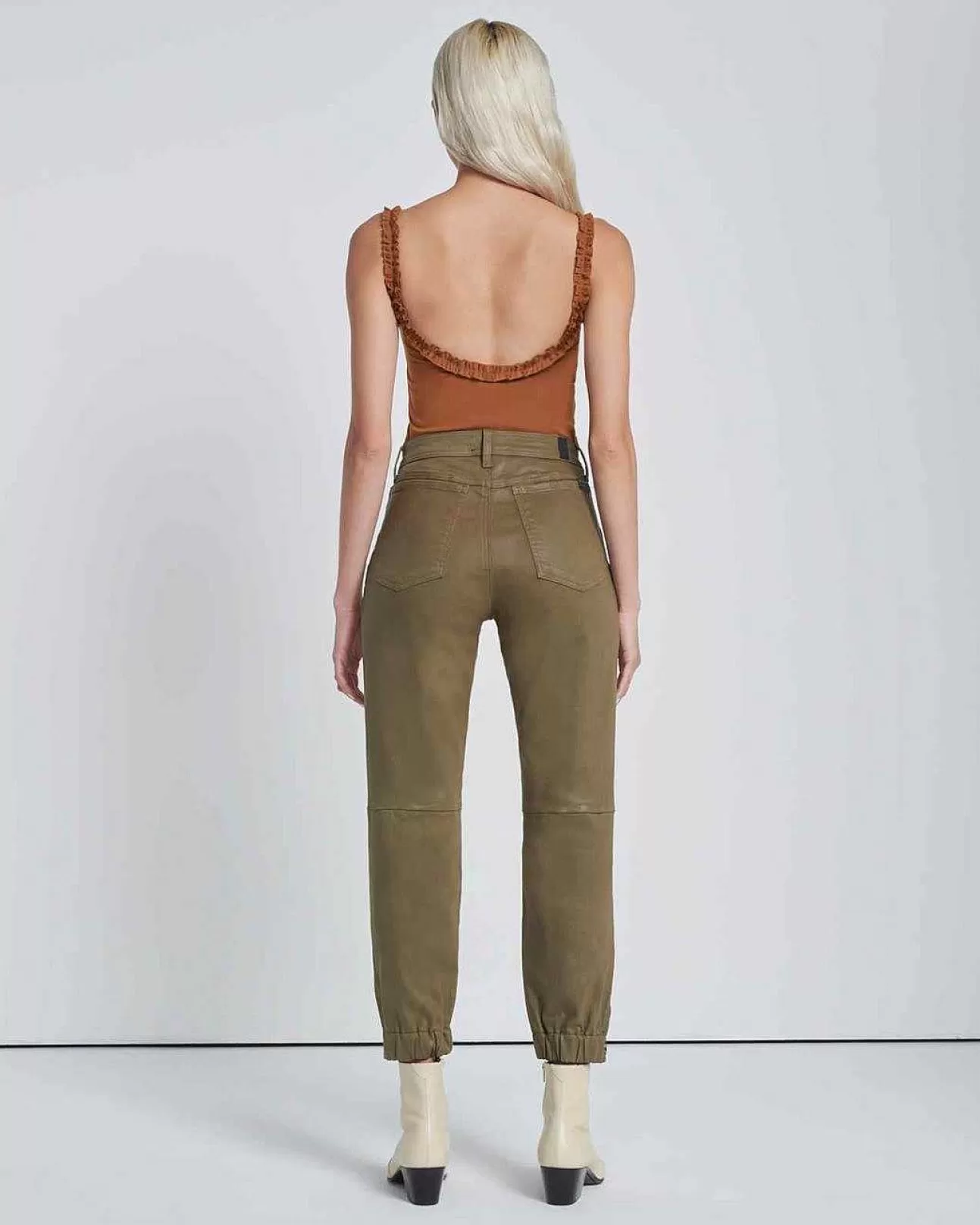 7 For All Mankind Boyfriend-Jogginghose Mit Abnahern Beschichtete Olive Outlet