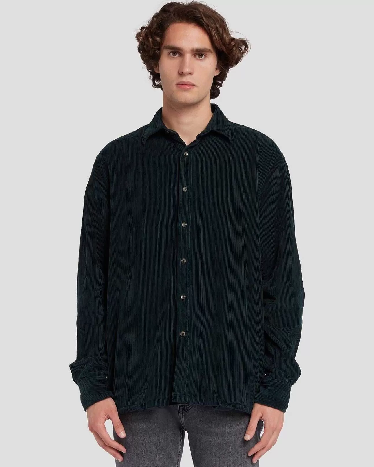 7 For All Mankind Cord-Overshirt In Jagergrun Clearance