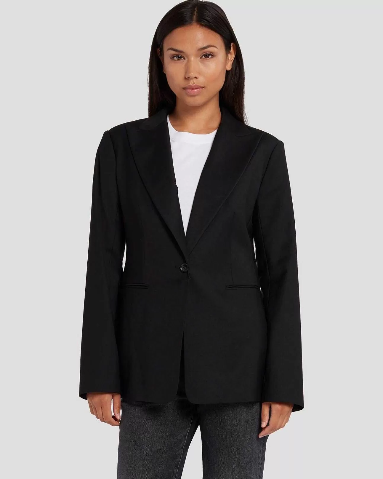 7 For All Mankind Einreihiger Blazer Schwarz Cheap