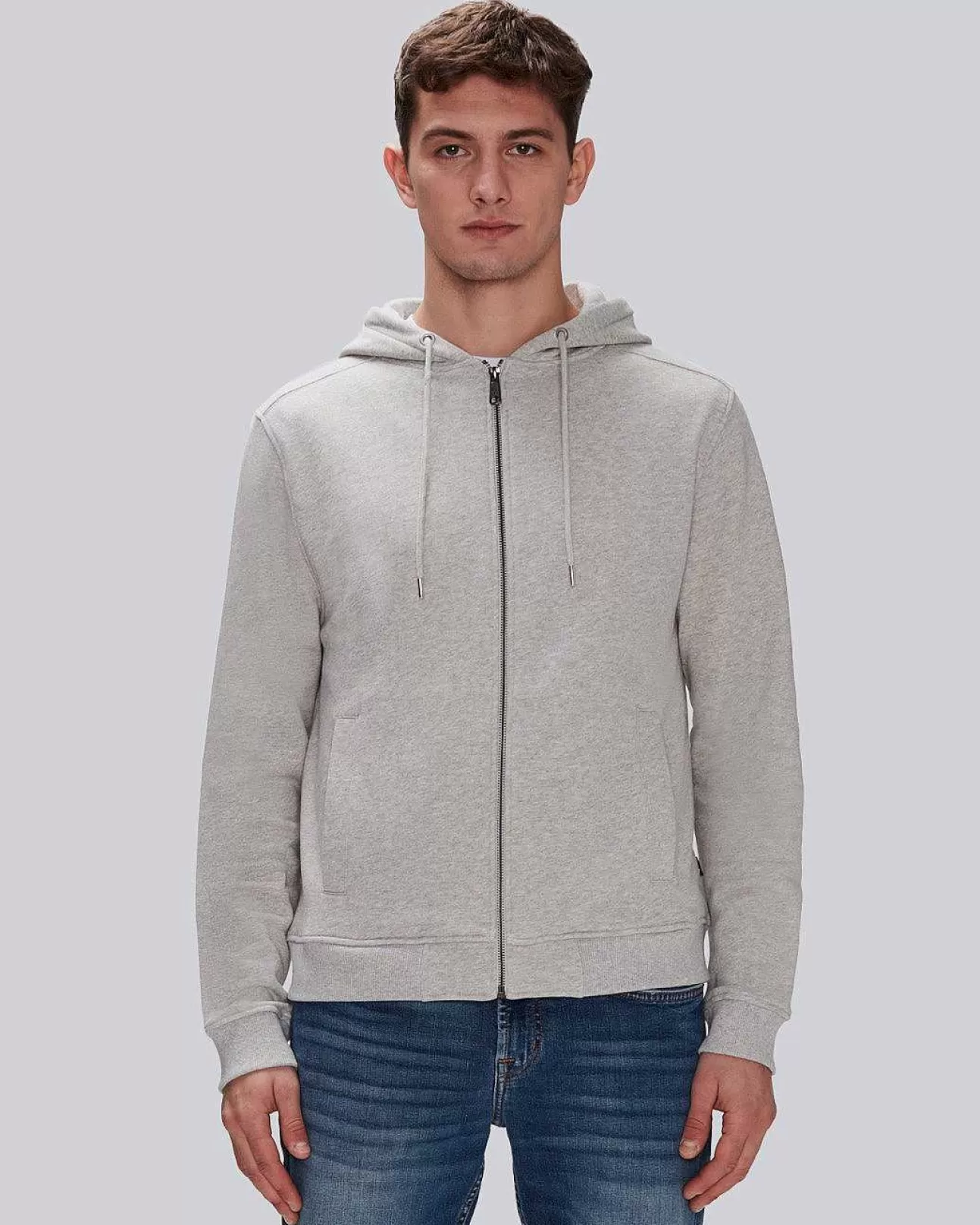 7 For All Mankind Essential Kapuzenpullover Mit Reisverschluss Vorne Graue Melange Clearance