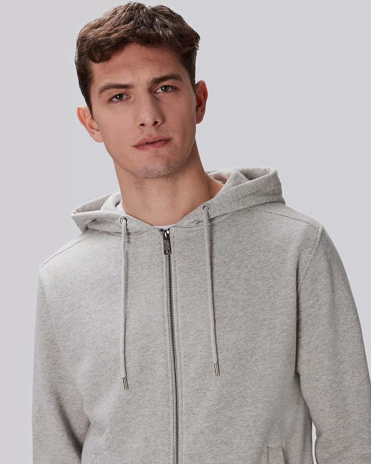 7 For All Mankind Essential Kapuzenpullover Mit Reisverschluss Vorne Graue Melange Clearance