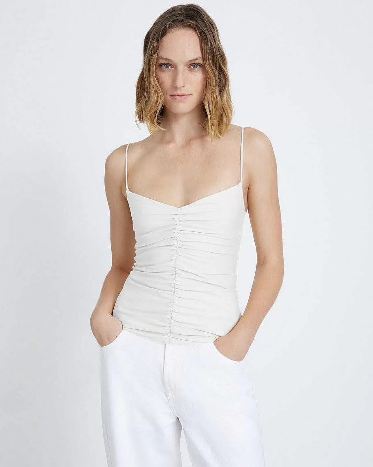 7 For All Mankind Gerafftes Cami-In Weis Sale