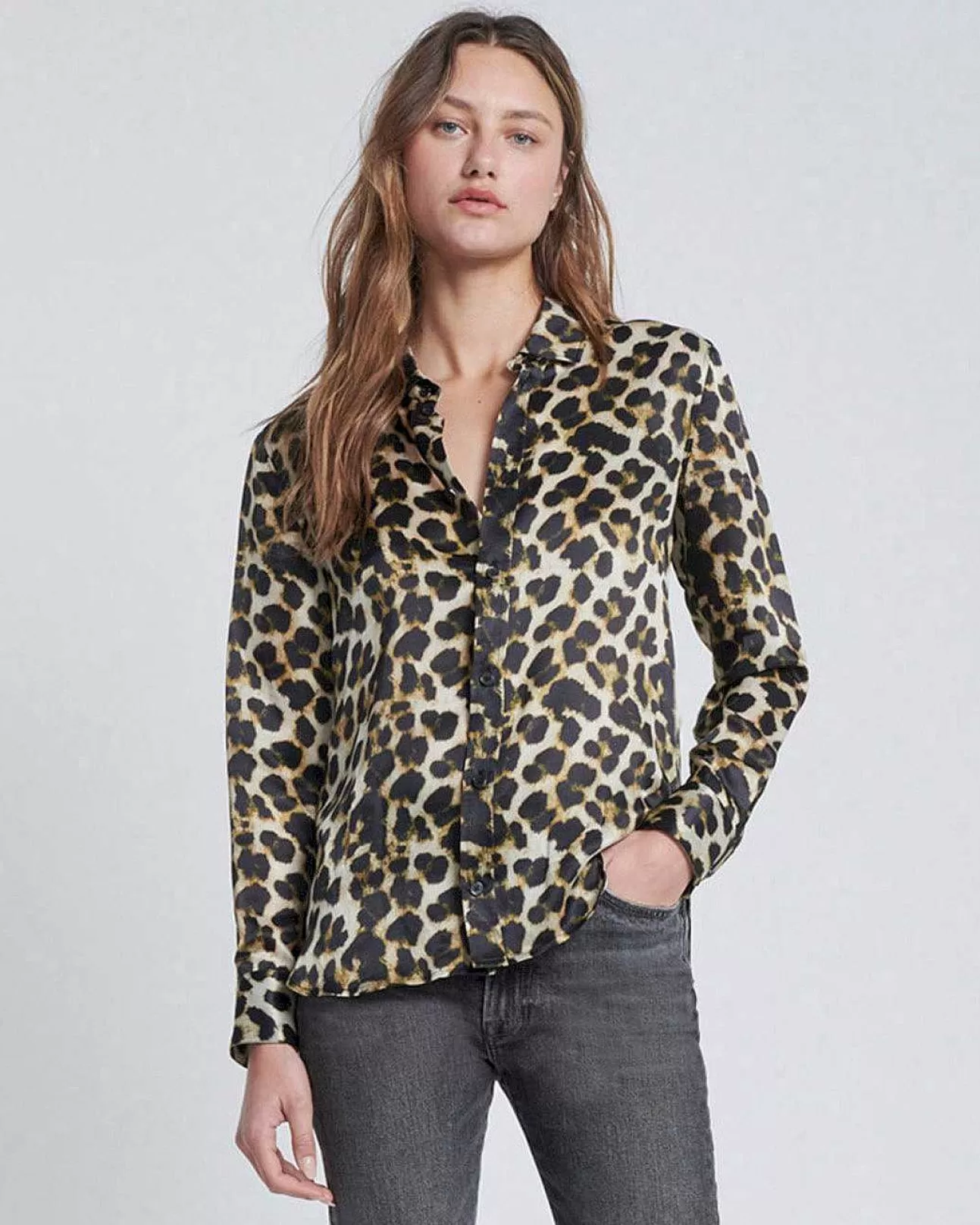 7 For All Mankind Hemd Aus Seide Mit Knopfen Leopard Cheap