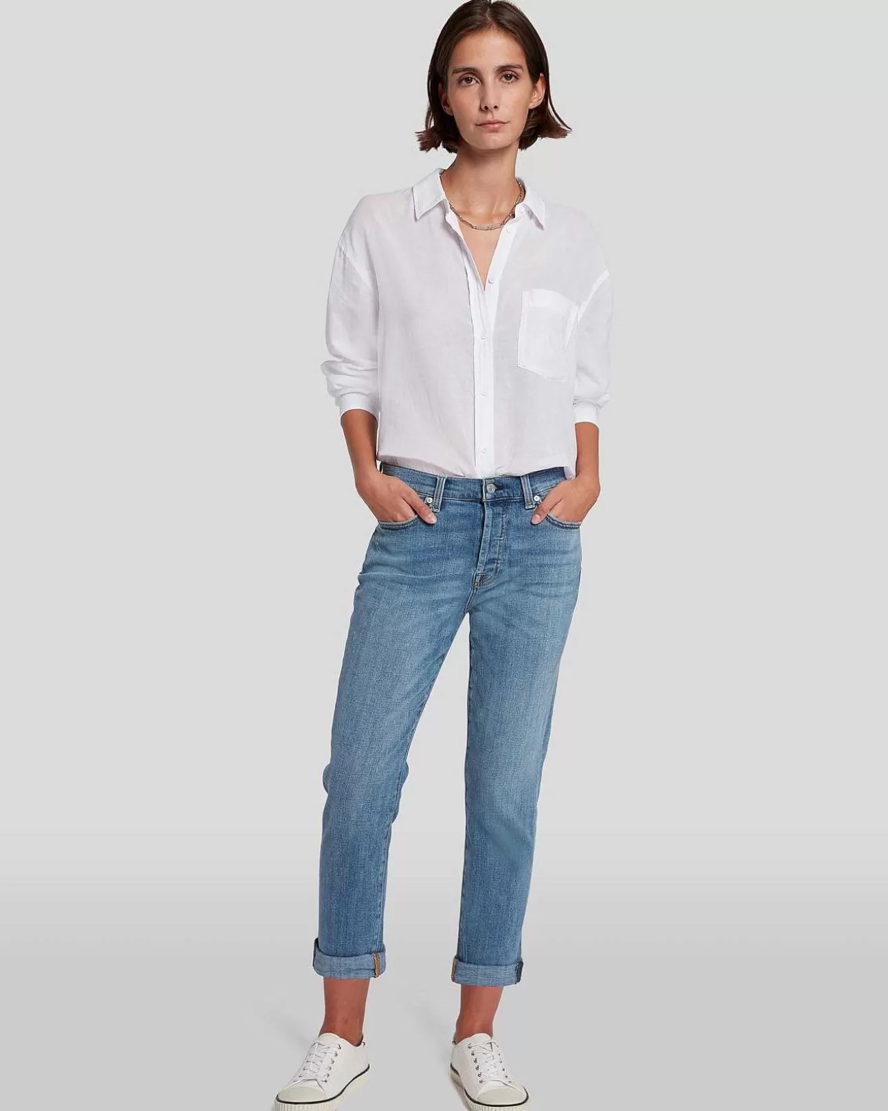 7 For All Mankind Josefina Aus Gebrochenem Twill Im Hellen Licht Brtltbrktl Store