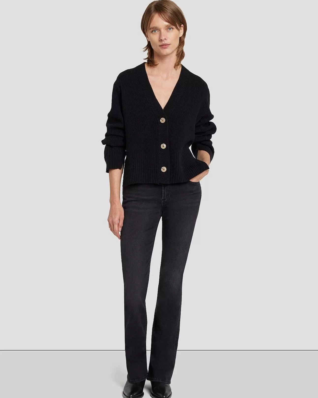 7 For All Mankind Kaschmir-Cardigan In Schwarz Discount