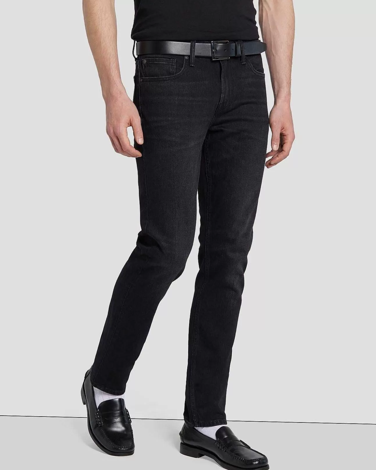 7 For All Mankind Klassischer Ledergurtel Schwarz Flash Sale