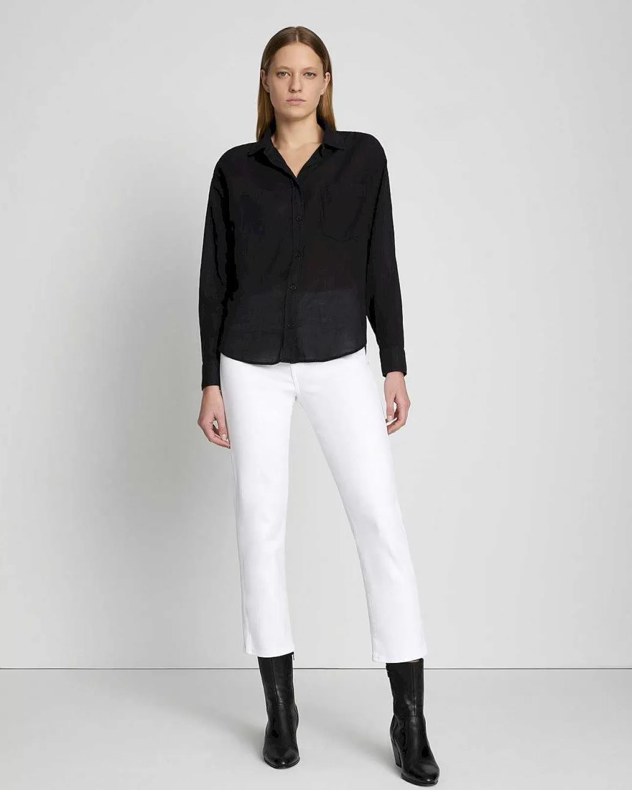 7 For All Mankind Klassisches Hemd Mit Knopfen Schwarz Sale