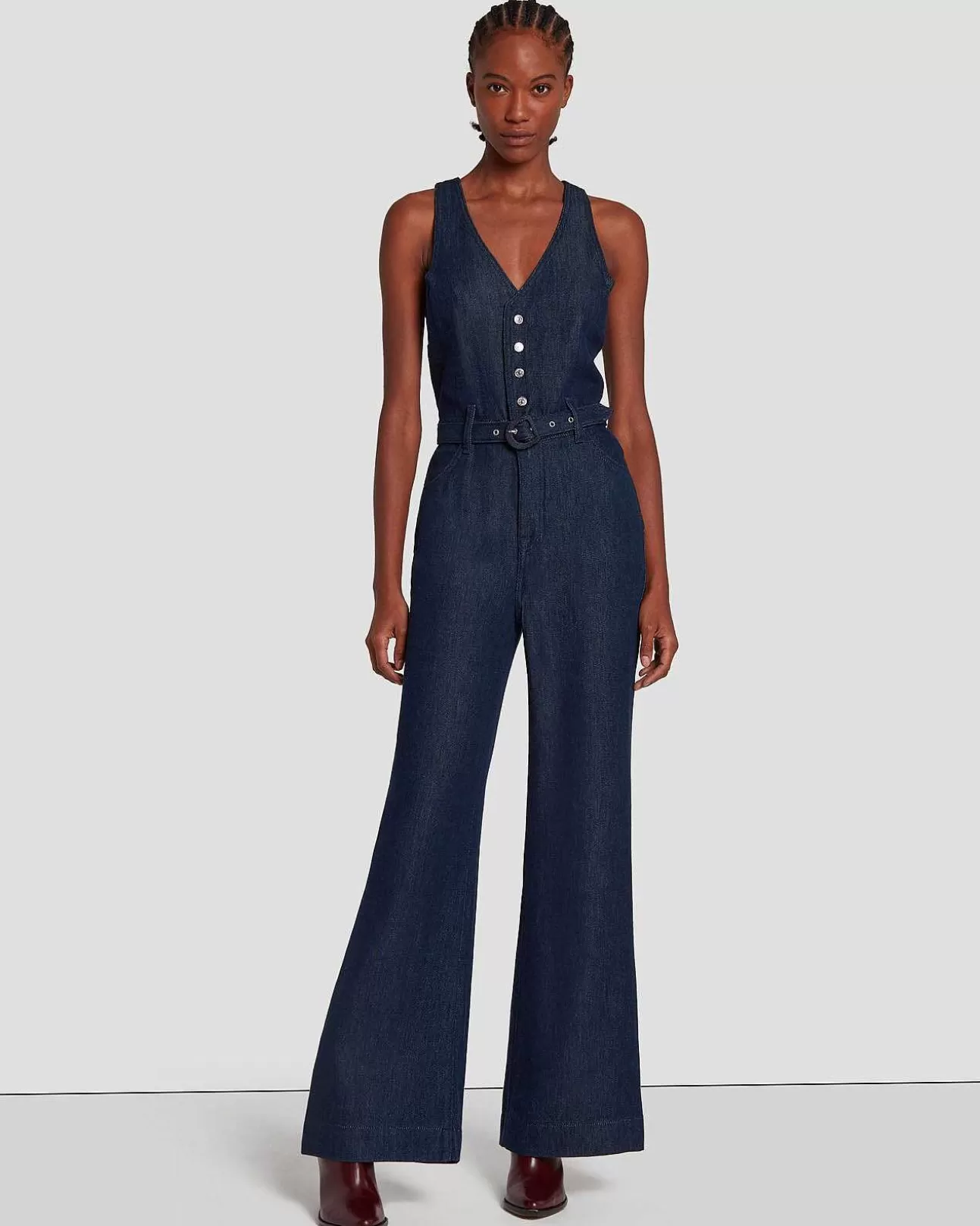 7 For All Mankind Masgeschneiderter Overall Mit Weitem Bein In Denim Lustre Dunkle Spulung Shop