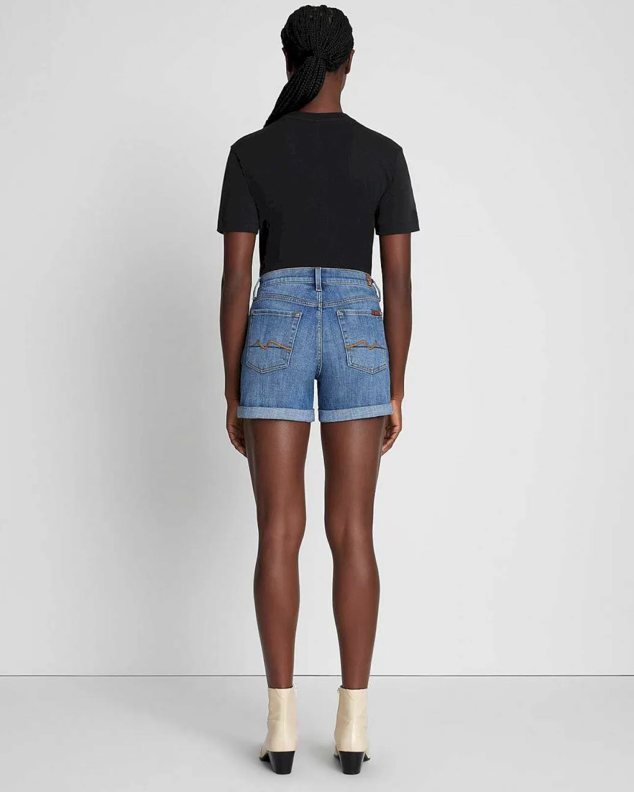 7 For All Mankind Mid-Roll-Shorts Aus Gebrochenem Twill Helles Licht Outlet