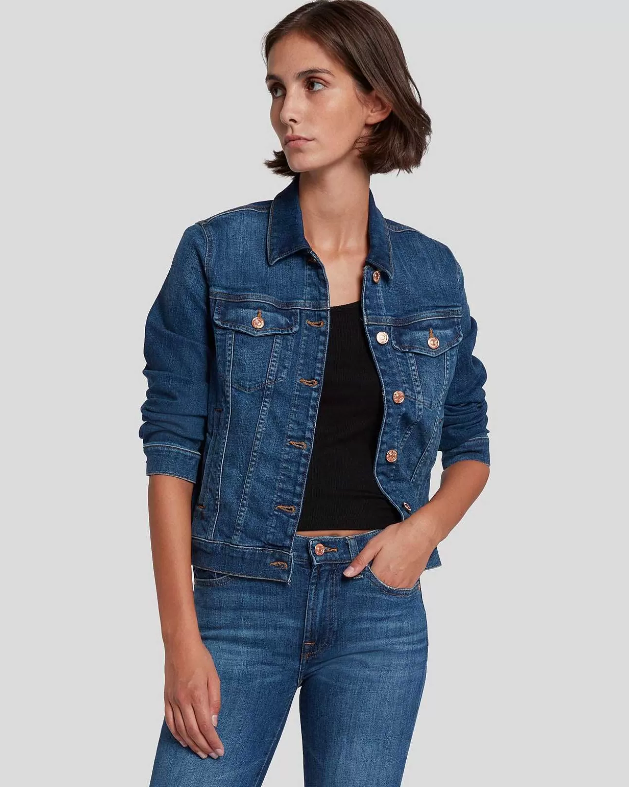 7 For All Mankind Moderne Trucker-Jacke „Slim Illusion" In Highline Fashion