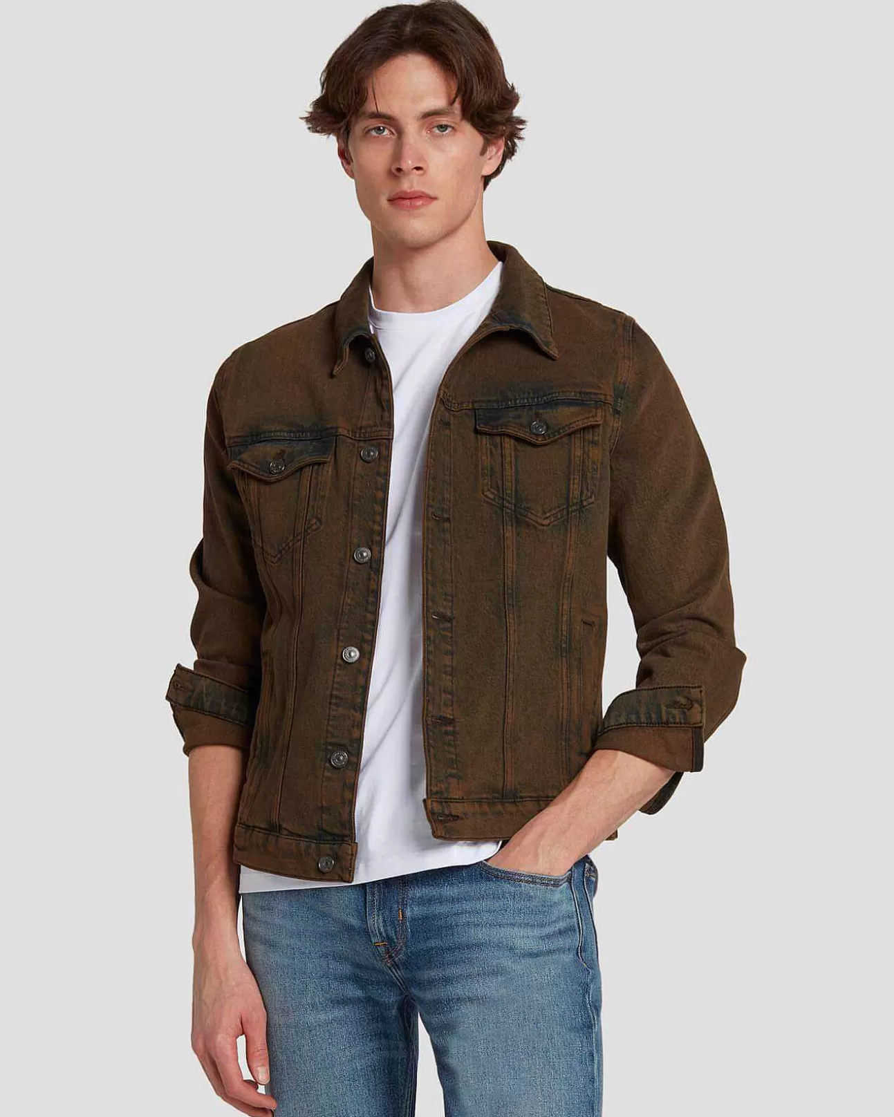 7 For All Mankind Perfekte Trucker-Jacke Finden Sie Es Heraus Online