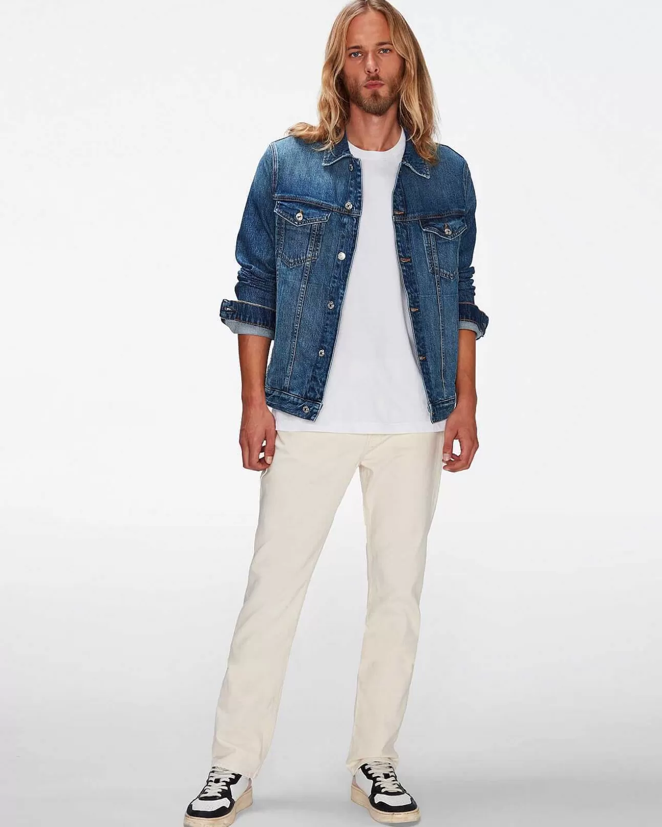 7 For All Mankind Perfekte Trucker-Jacke Lagune Discount