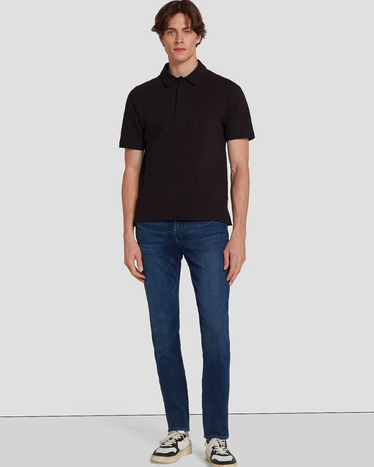 7 For All Mankind Poloshirt Aus Pique-Strick Schwarz Store