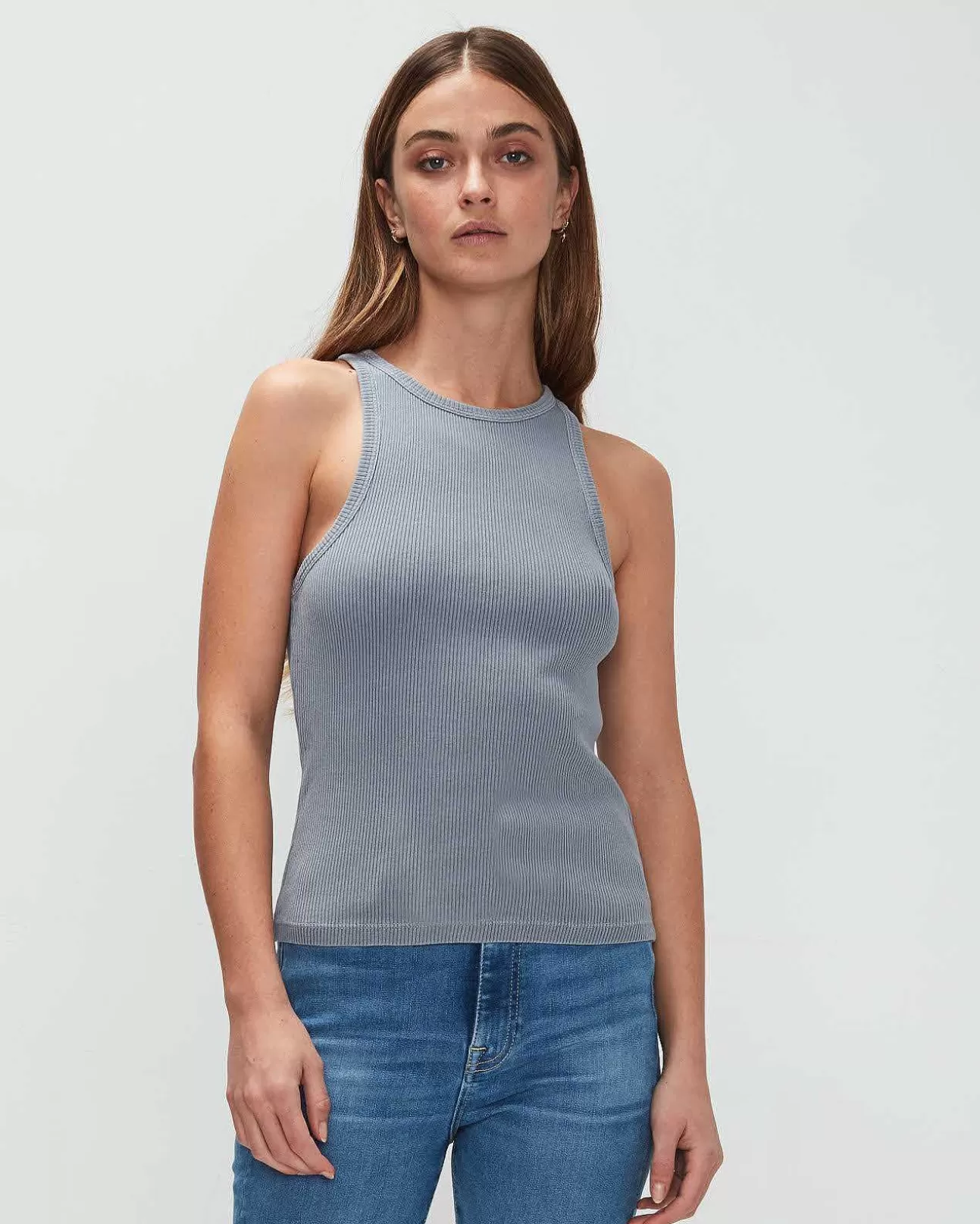 7 For All Mankind Racerback-Tanktop Weicher Schiefer Cheap