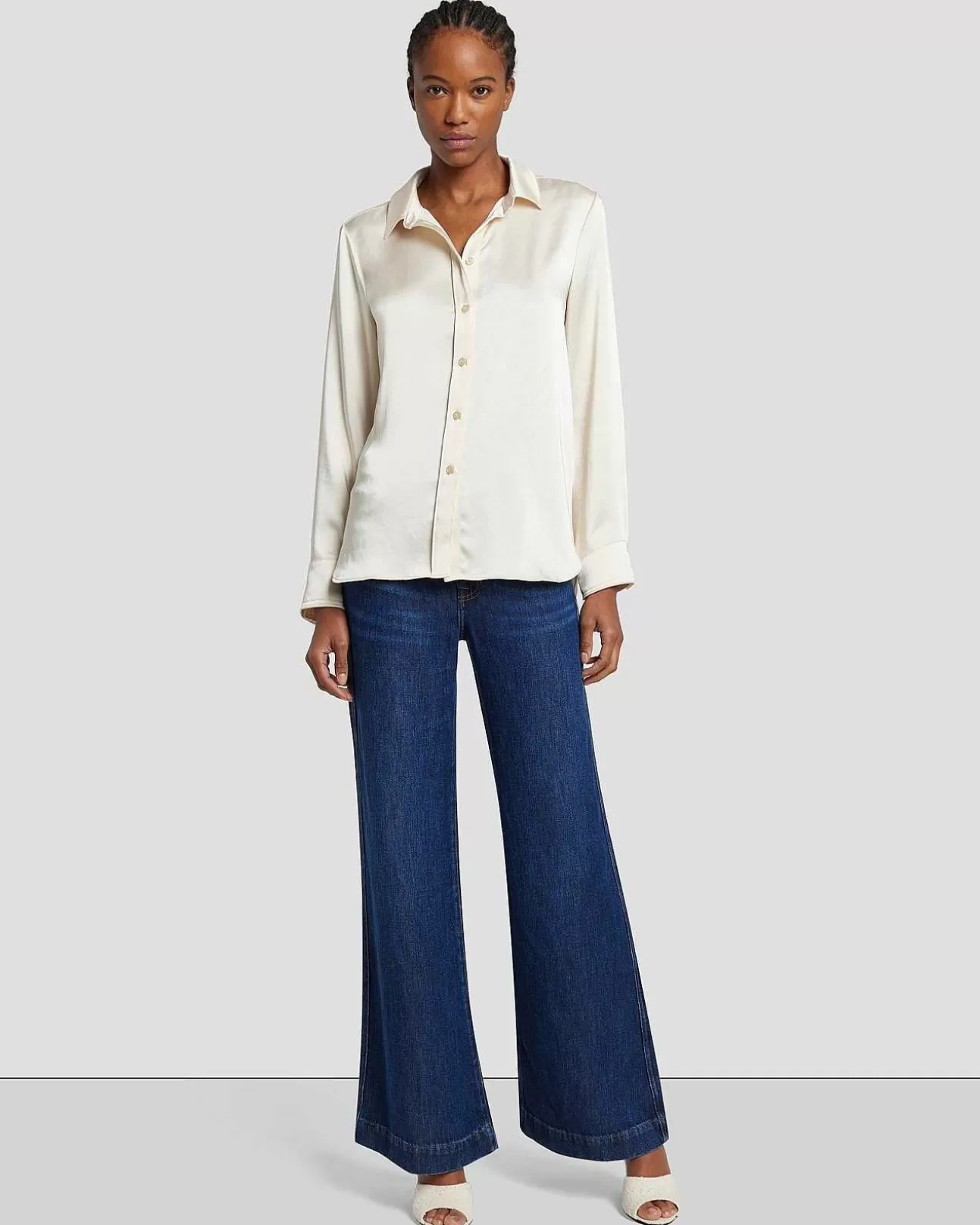 7 For All Mankind Satin-Hemd Mit Knopfen Creme Cheap