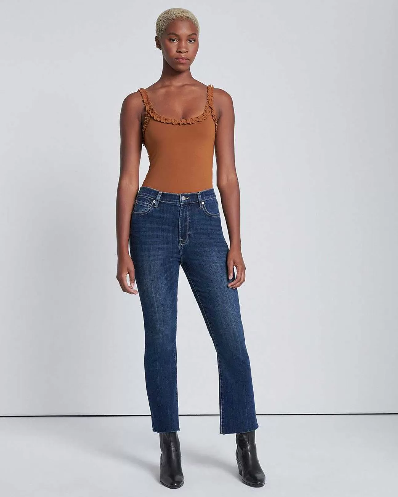 7 For All Mankind Slim-Kick-In-Stoff Aus Gebrochenem Twill Mit Hoher Taille Verruckter Hutmacher Hot