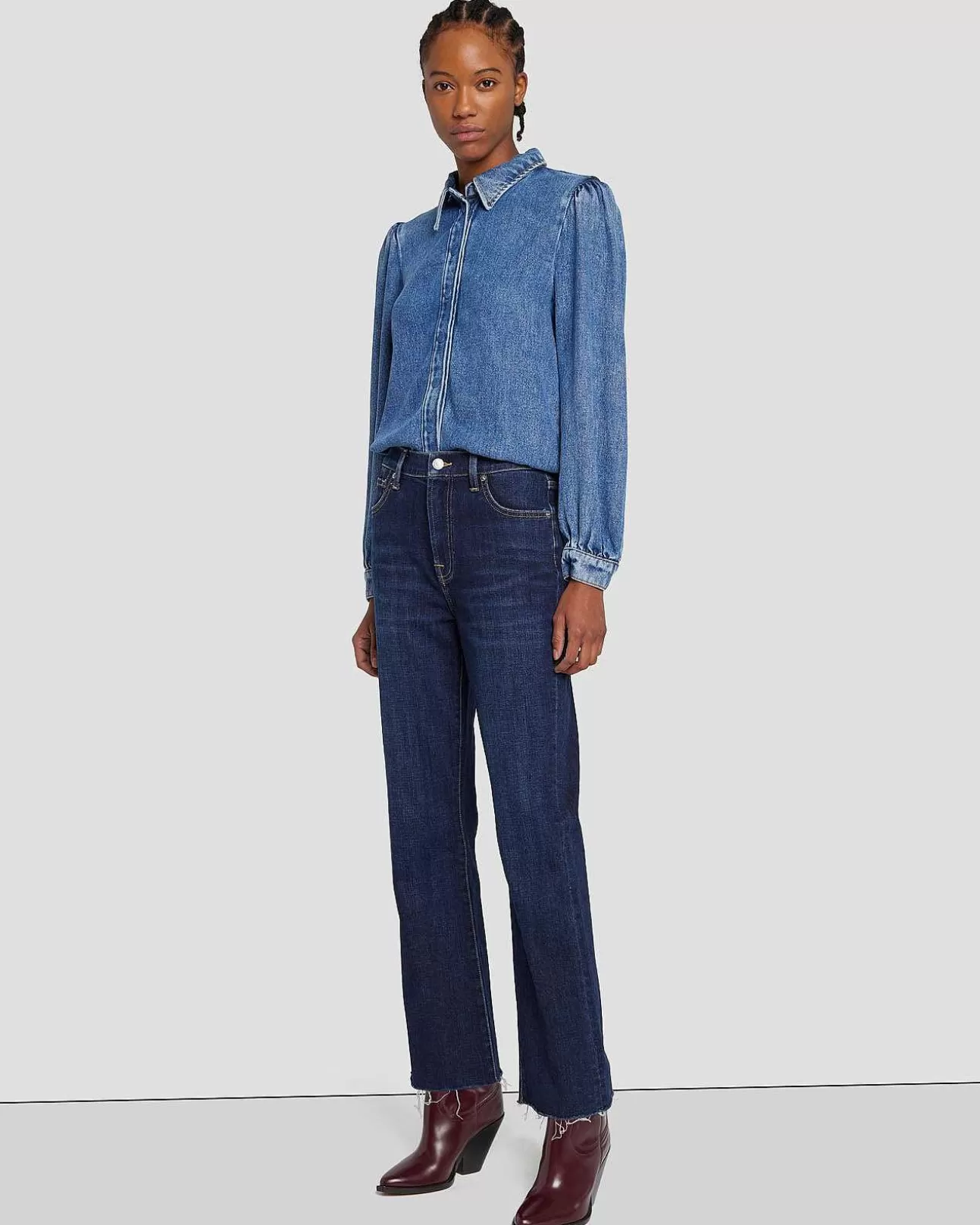 7 For All Mankind Slim-Kick-In-Stoff Aus Gebrochenem Twill Mit Hoher Taille Calix Online