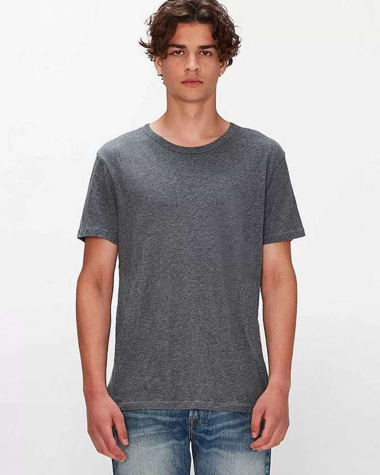 7 For All Mankind T-Shirt Aus Federleichter Baumwolle Heather Grey Discount