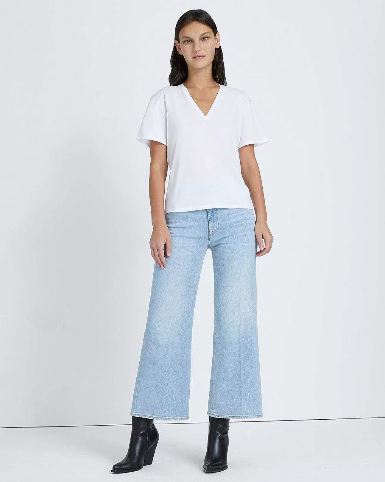 7 For All Mankind T-Shirt Mit V-Ausschnitt Weis Cheap