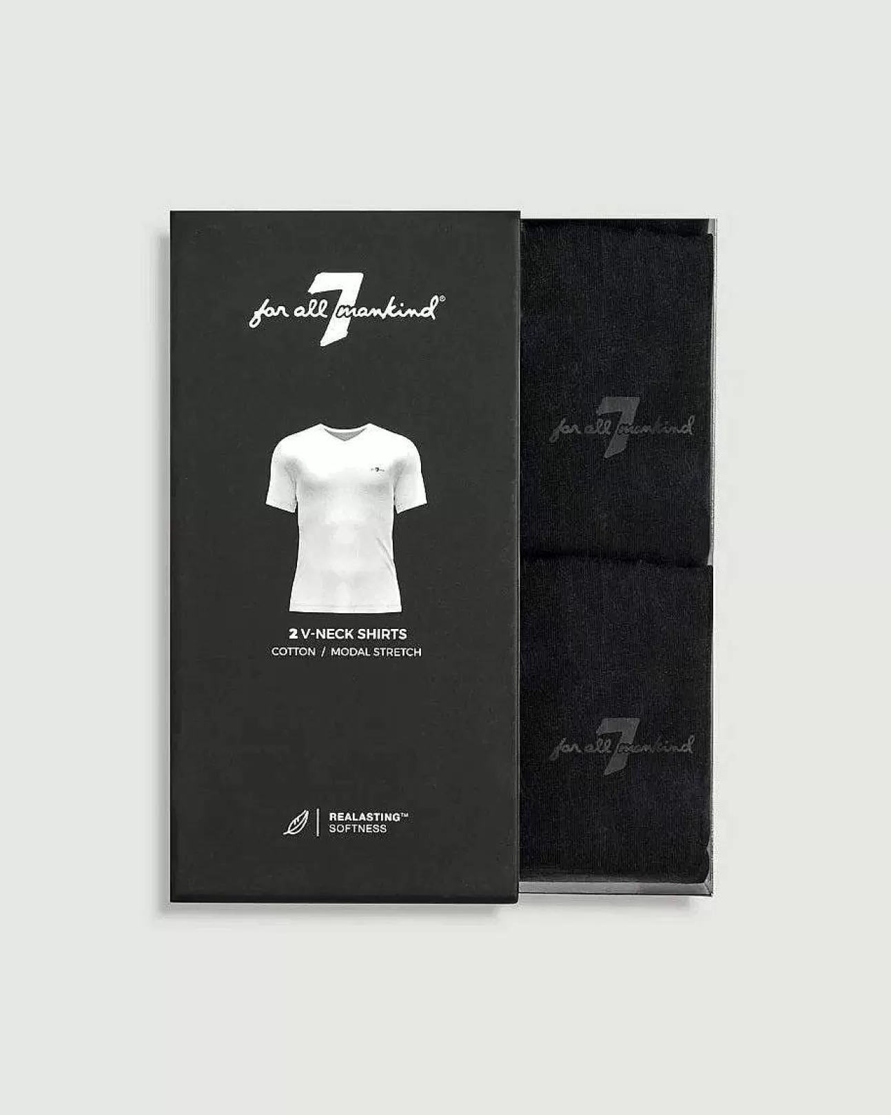 7 For All Mankind T-Shirt Mit V-Ausschnitt Im 2Er-Pack Schwarz Store