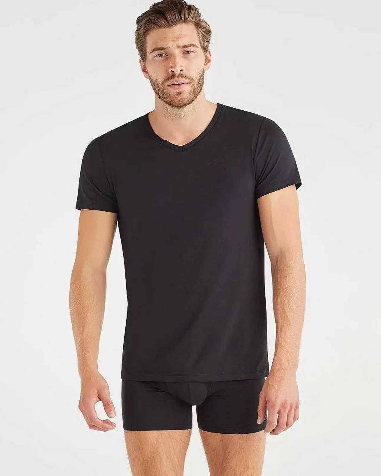 7 For All Mankind T-Shirt Mit V-Ausschnitt Im 2Er-Pack Schwarz Store